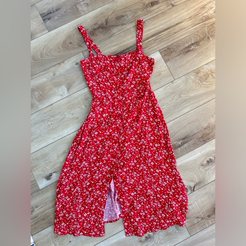 Red midi reformation dress